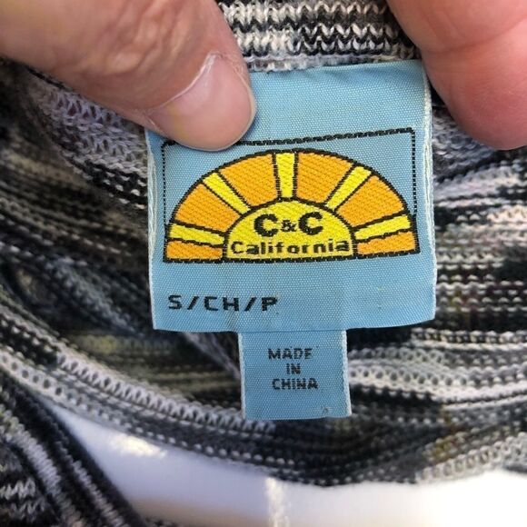 C&C California Gray White Long Sleeve Top S - Picture 6 of 7